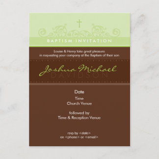 CARTE POSTCARD INVITATION BAPTISM :: élégant 1P