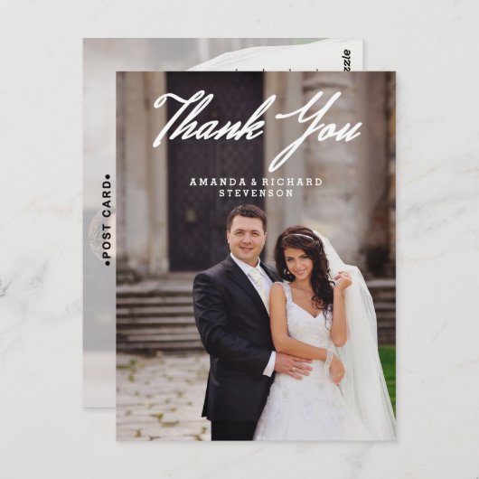 CARTE POSTCARD MARIAGE SCRIPT ÉLÉGANTE (Devant / Derrière)