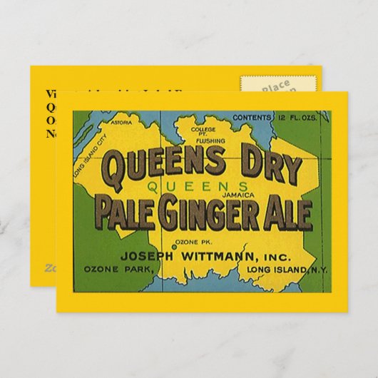 CARTE POSTCARD Queens Dry Pale Ginger Ale Ozone Pa (Devant / Derrière)