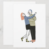 Carte Poster de dessin d'illustration en couple (Devant / Derrière)