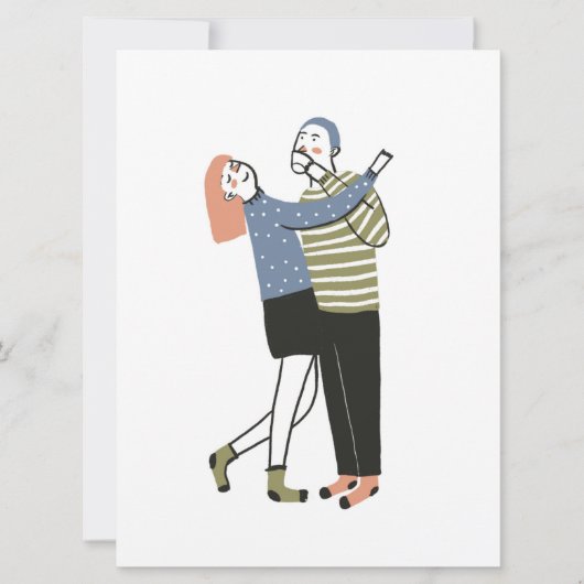 Carte Poster de dessin d'illustration en couple (Devant)