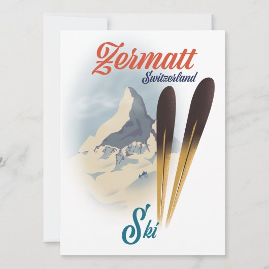 Carte poster de ski vintage Zermatt Suisse (Devant)