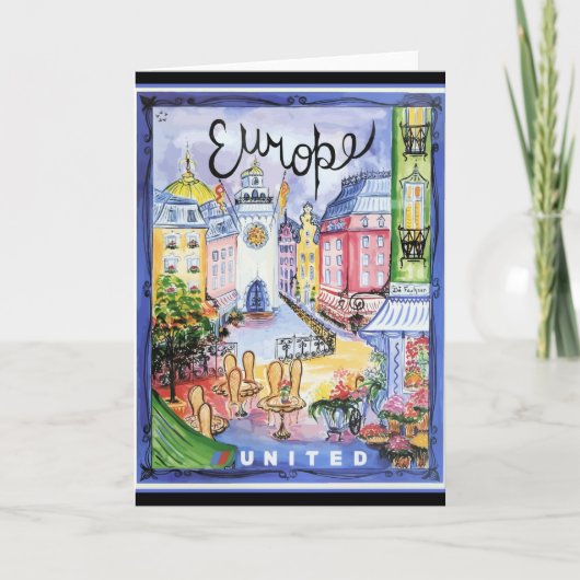 Carte Poster de voyage Europe vintage, (Devant)