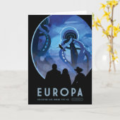 Carte Poster de voyage Retro Space - Jupiter's Moon Euro (Fleur jaune)