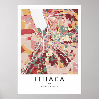 Carte Poster d'Ithaca New York | Art mural de vill