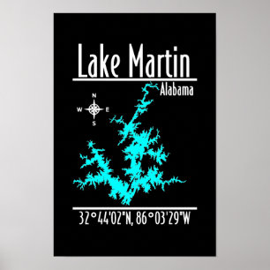 Carte Poster du Lac Martin Alabama