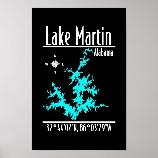 Carte Poster du Lac Martin Alabama (Devant)