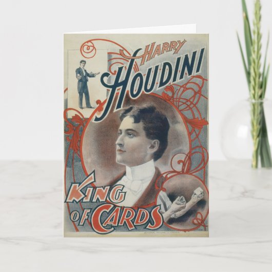 Carte Poster magique vintage, Magicien Harry Houdini (Devant)