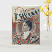Carte Poster magique vintage, Magicien Harry Houdini (Fleur jaune)