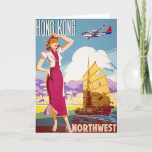 Carte Poster publicitaire vintage Northwest Airlines