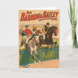 Carte Poster vintage Allemand De Jockeys Sur Les Chevaux