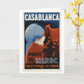 Carte Poster Vintage voyage de Casablanca (Fleur jaune)