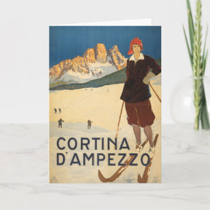 Carte Poster Vintage voyage De Cortina D'ampezzo, Italie