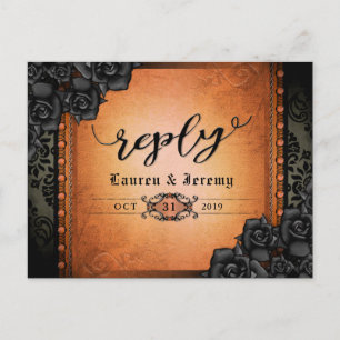 Carte PostRéponse Gothique Noir & Orange Halloween
