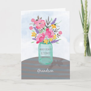 Carte Pot à fleurs en pot Mason pour les bénédictions d'