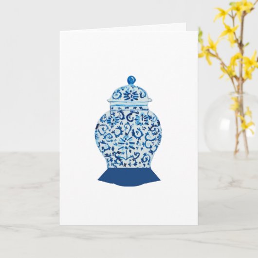 Carte Pot à gingembre bleu blanc Message de bienvenue (Fleur jaune)