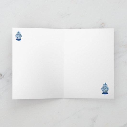 Carte Pot à gingembre bleu et blanc Message de bienvenue (Intérieur)