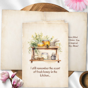 Carte Pot à miel encadré vintage aquarelle Fête des mère