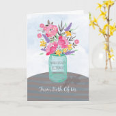 Carte Pot à vase de jarre d'anniversaire de bénédictions (Fleur jaune)