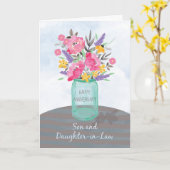 Carte Pot anniversaire de mariage pour fils et belle-fil (Fleur jaune)