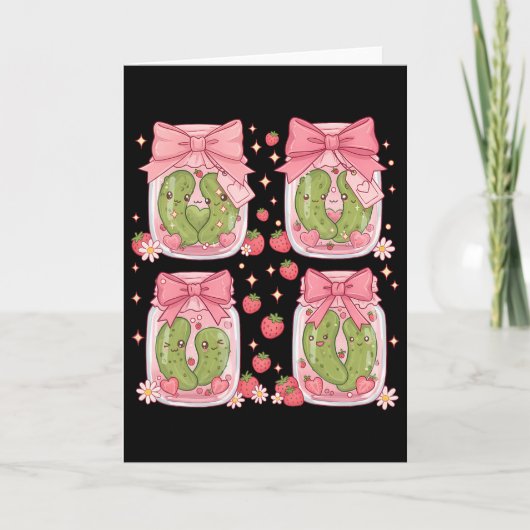 Carte Pot de cornichons de fraise mignons Kawaii pour la (Devant)