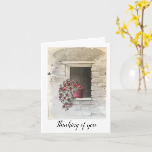 Carte Pot de fleurs de géranium en cascade rouge dans la (Fleur jaune)