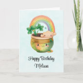 Carte Pot de fleurs fantaisiste avec anniversaire arc-en (Devant)