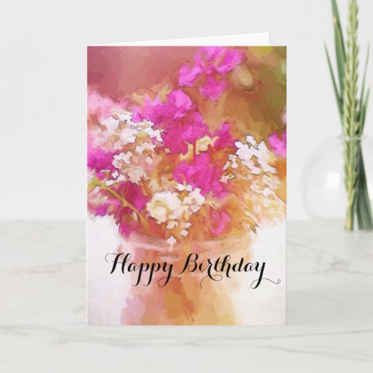 Carte Pot De Joyeux Anniversaire De Peinture De Fleurs Zazzle Be