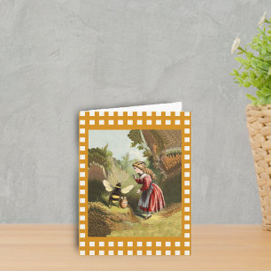 Carte Pot de miel de petite fille abeille vintage
