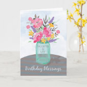Carte Pot de vase de jarre de bénédictions d'anniversair (Fleur jaune)