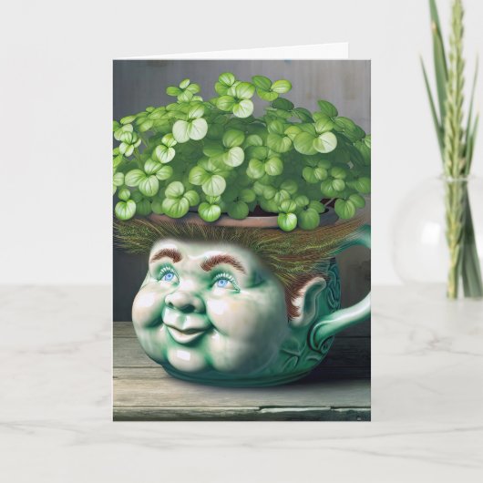 Carte Pot Fleur À Visage Silencieux Pour Anniversaire (Devant)
