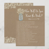 Carte Pot Mason  À quel point connaissez-vous la mariée (Devant / Derrière)