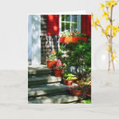 Carte Pots de fleur et volets rouges (Fleur jaune)