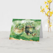 Carte Pots d'or de la Saint-Patrick Trèfles irlandais (Fleur jaune)