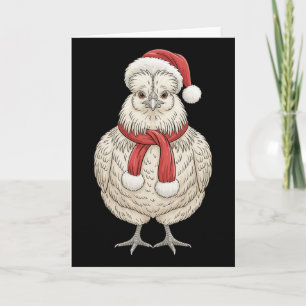 Carte Poule soyeuse de Noël mignonne Santa animal de fer