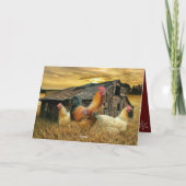 Carte Poules de coq Grange rustique Grange de Noël prése (Dos)