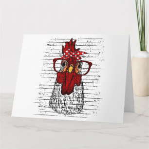Carte Poulet avec bandeau de bandana et lunettes mignonn