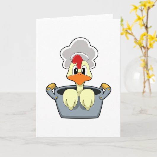 Carte Poulet avec marmite (Fleur jaune)