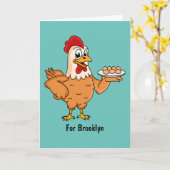 Carte Poulet avec oeufs sur plaque de dessin animé (Fleur jaune)