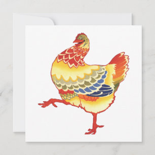 Carte Poulet coloré vintage de la basse-cour de la ferme