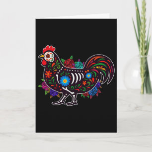 Carte Poulet Crâne de Sucre Dia De Muertos Halloween Jou