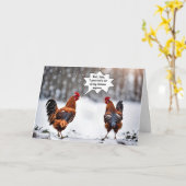 Carte Poulet Dans La Neige Humour Anniversaire (Fleur jaune)