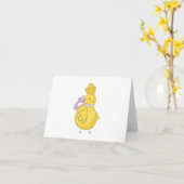 Carte Poulet de dessin animé avec des ailes BLANK (Fleur jaune)