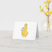 Carte Poulet de dessin animé avec des ailes BLANK (Fleur jaune)