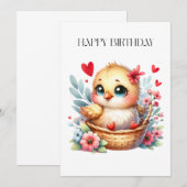 Carte Poulet de naissance mignon. (Devant / Derrière)