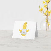 Carte Poulet de Pâques avec chemise de Pâques BLANC (Fleur jaune)