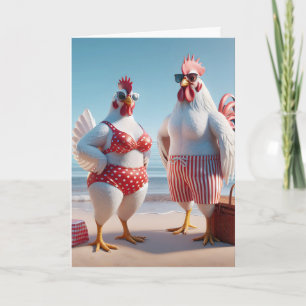 Carte Poulet D'Humour Anniversaire Sur La Plage