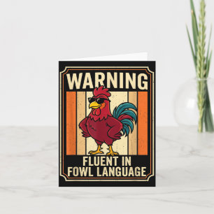Carte Poulet drôle coq humour avertissement couramment e