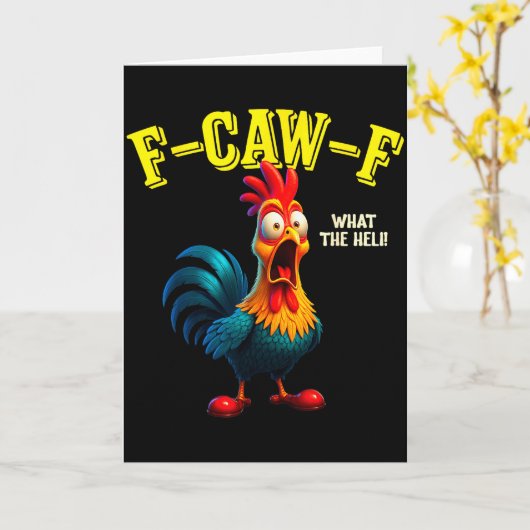 Carte Poulet Drôle F-caw-f Que L'hélico Coq Humour  (Fleur jaune)