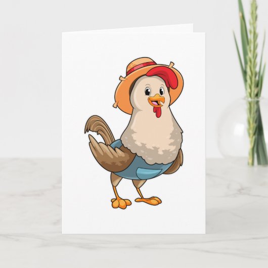 Carte Poulet en fermier avec Casquette (Devant)